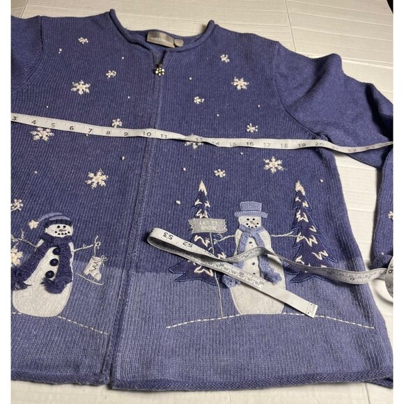 Croft & Barrow Women Snowman Cardigan Sweater L purple Winter Knit angora blend - Picture 11 of 13